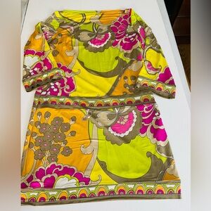 Trina Turk Yellow and Tan Dress size 10